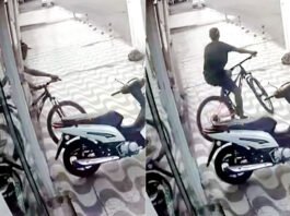 Homem invade a garagem de residência na Avenida Juracy e furta bicicleta em Santo Antônio de Jesus; câmeras de segurança mostrou ação de criminoso