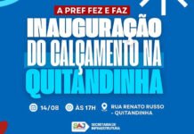 Prefeitura de Santo Antônio de Jesus convida população para inauguração do Calçamento na Quitandinha