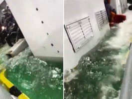 Mar revolto invade ferry-boat Maria Bethânia, quase arrasta motos e passageiros vivem momentos de pânico