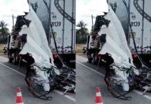 BR-101: Acidente deixa caminhão destruído e pedestre atingido em trecho entre SAJ e Dom Macedo Costa