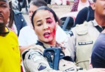 Policial militar recebe pedrada no rosto após suspeito atingi-la com estilingue durante perseguição na Bahia