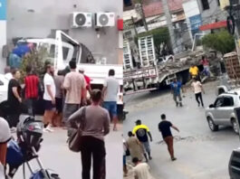 Caminhão desgovernado atinge prédio e deixa sete feridos na Bahia; motorista chegou a ficar preso às ferragens