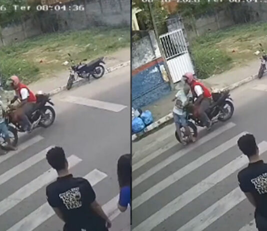 Idoso é atingido por motocicleta durante travessia em faixa de pedestres no centro de Santo Antônio de Jesus