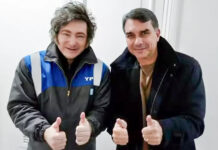 Milei chega ao Brasil para apoiar Flávio Bolsonaro na convenção do PL
